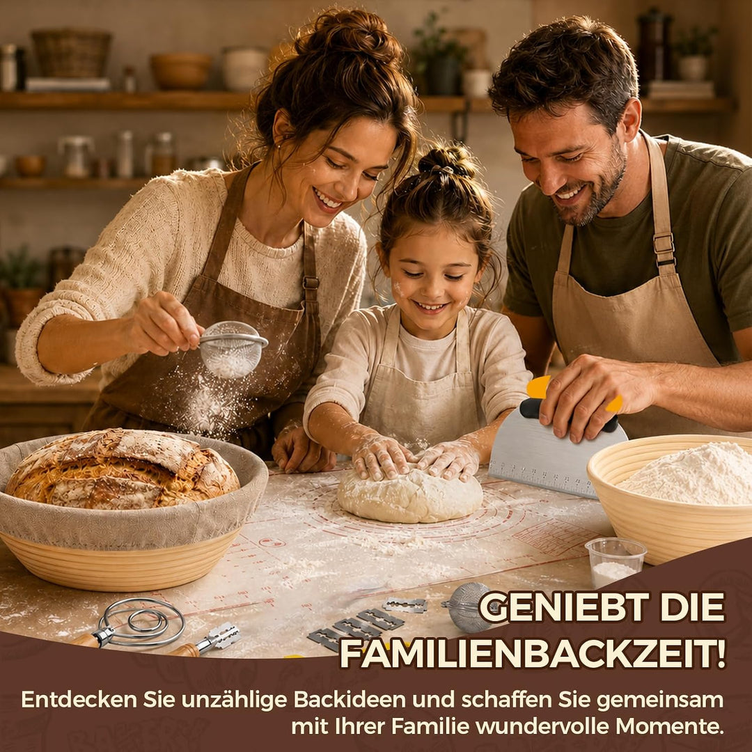 14 Stück Sauerteig Starter Set– Brotgärkorb – Set– aus Silikon (23cm Rund &amp; 25cm Gärkörbchen Oval)–G
