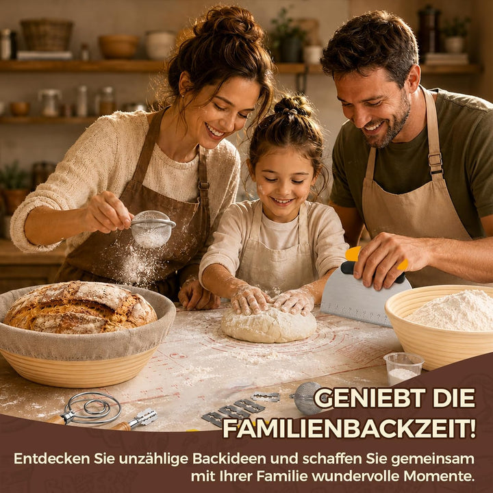 14 Stück Sauerteig Starter Set– Brotgärkorb – Set– aus Silikon (23cm Rund &amp; 25cm Gärkörbchen Oval)–G