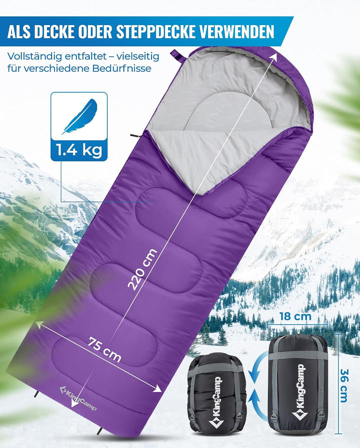 KingCamp Schlafsack für Erwachsene, kaltes Wetter &amp; warm, XL, grosse und hohe Flanell-Schlafsäcke mi