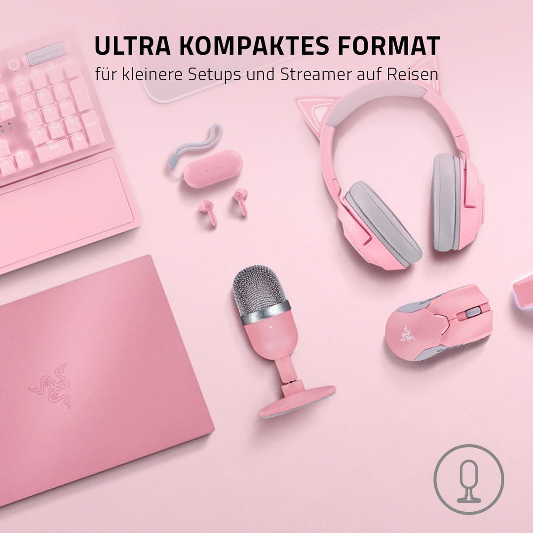 Razer Seiren Mini (Quartz) - USB Kondensator-Mikrofon für Streaming (Kompakt mit Supernieren-Richtch