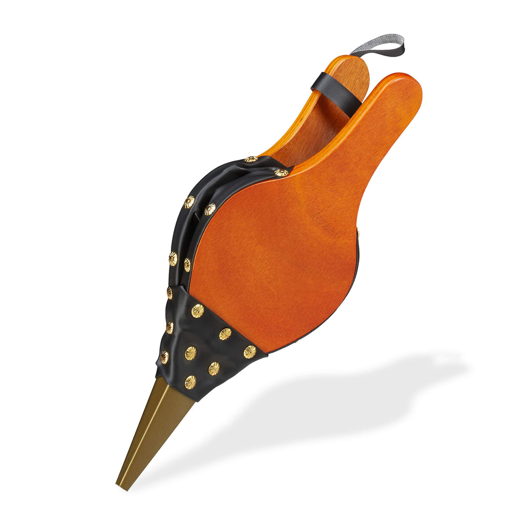 Relaxdays Blasebalg Grill & Kamin, rustikaler Handblasebalg, goldene Ziernägel, Luftbläser, 39 cm la