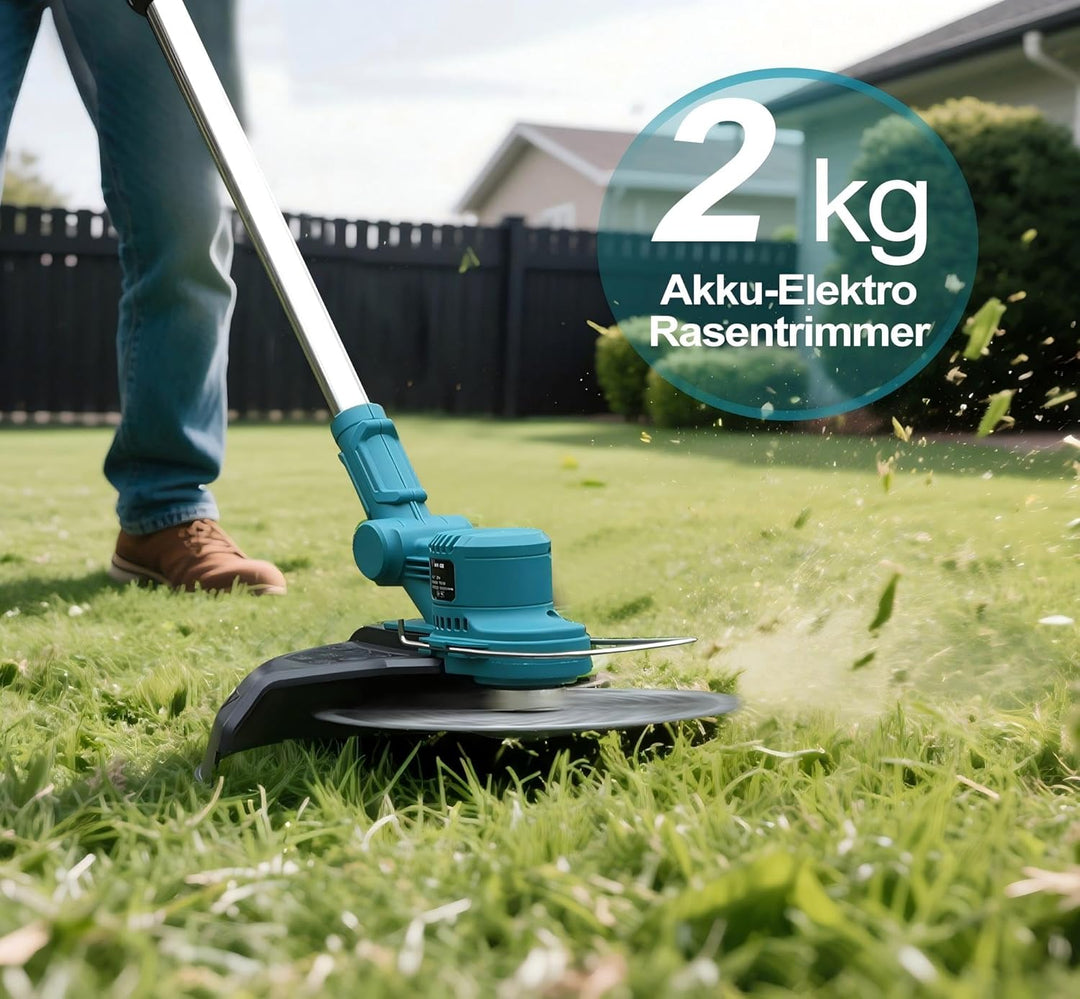 21V Rasentrimmer mit Akku for Makita, Rasentrimmer mit Unkrautbürste. 750w Bürstenloser Motor, 180°