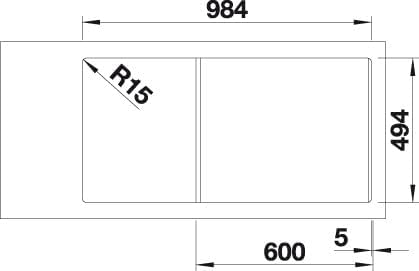 BLANCO COLLECTIS 6 S | SILGRANIT anthrazit | Einbauart: Einbau von Oben | Hauptbecken rechts | mit A
