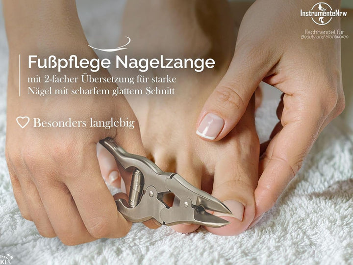 Fusspflege Nagelzange Edelstahl mit 2-Facher Übersetzung für starke Nägel Pediküre mit scharfem glat