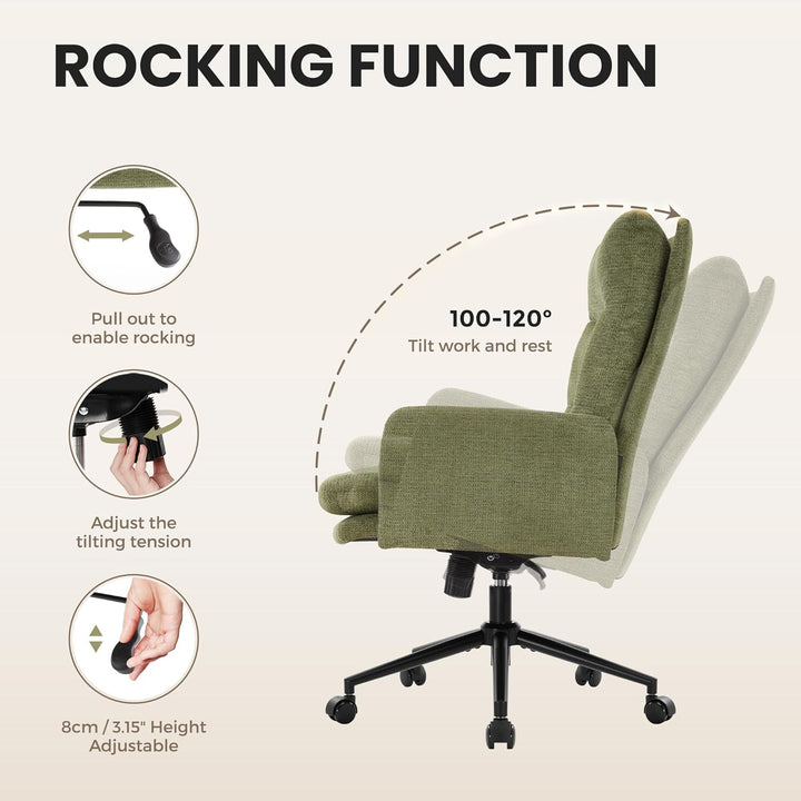 IWMH Schreibtischstuhl mit Hoher Rückenlehne,Bürostuhl Ergonomisch aus Kaschmir, Schminktisch Stuhl