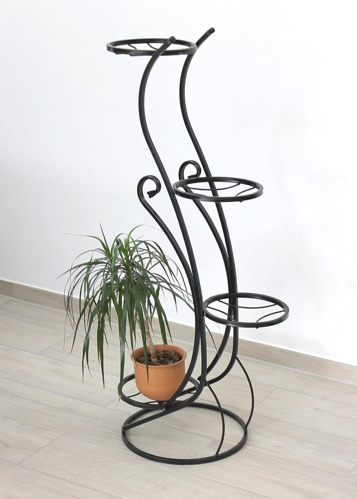 DanDiBo Blumentreppe Metall Schwarz 96 cm Blumenständer mit 4 Ablagen KW410 Blumensäule Pflanzensäul