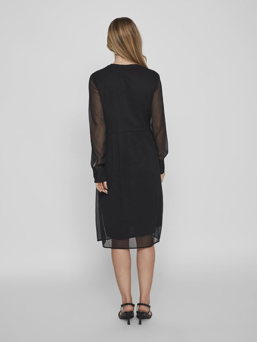 Vila Damen Vifalia V-Neck L/S Dress-Noos Blusenkleid 36 Schwarz, 36 Schwarz