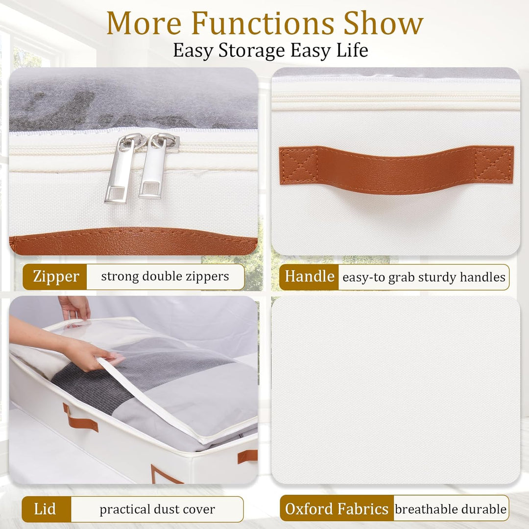 Yawinhe 3 Stück Unterbettkommode, Unterbett-Aufbewahrungstasche Kleideraufbewahrung, Faltbare Aufbew