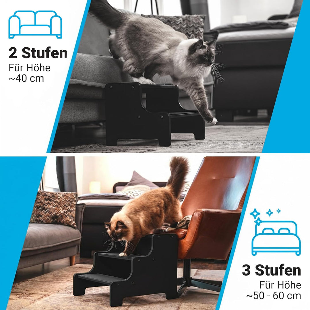 AMAZINGs Hundetreppe für kleine, mittlere und schwere Hunde, Katzen. 3 Stufen | Haustiertreppe, Jung