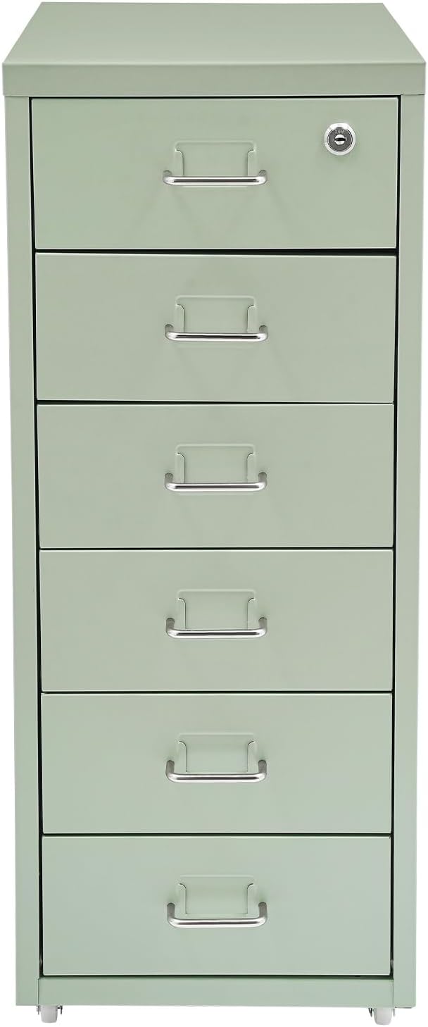 Metall Rollcontainer, Büromöbel für Schreibtisch, Büro Organizer mit 6 Schubladen, Abschliessbarer S