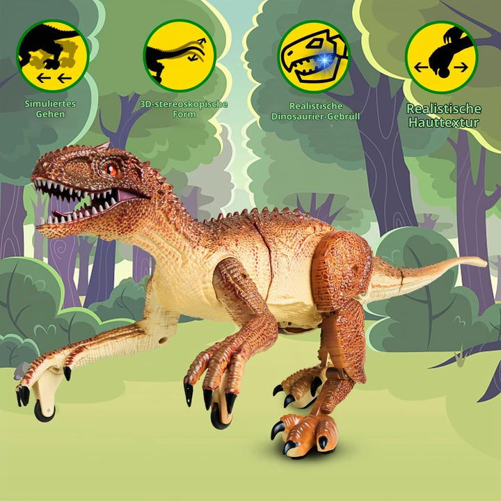 Kizmyee Dinosaurier Spielzeug, Dino Ferngesteuertes Velociraptor für Kinder, Realistische Gehbewegun
