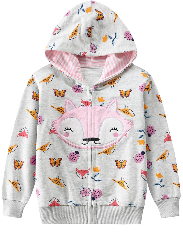 EULLA Kinder Mädchen Zip Up Hoodie Sweatjacke Kapuzenjacke Kapuzenpullover Langarm Baumwolle Einhorn
