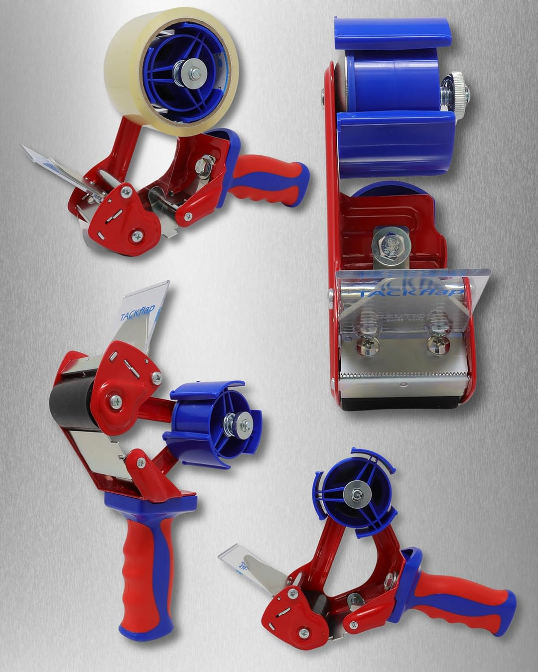 gws Packband Industrie Abroller in Rot-Blau, qualitativer Paketbandroller, für Rollen bis 66 m x 50