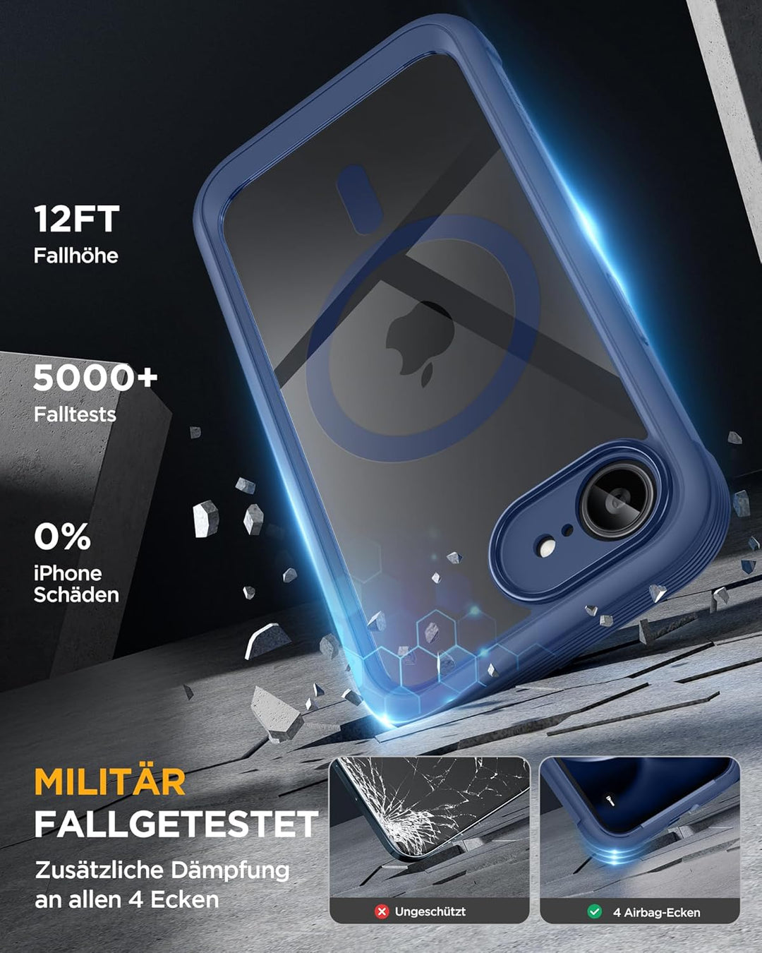 Miracase Sichtschutz Hülle für iPhone 17e / iPhone 16e für MagSafe, Vollschutz Stossfest, Integriert