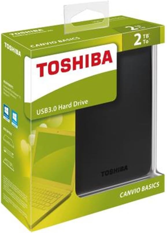 Toshiba Canvio Basics 2 TB Mobile Festplatten (6,4 cm (2,5 Zoll), USB 3.0) schwarz 2TB 2016 Version,