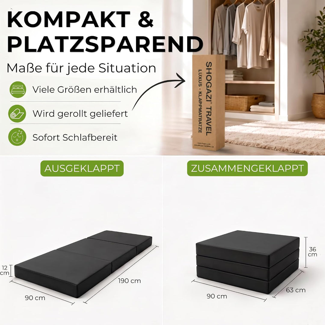 SHOGAZI Klappmatratze 90x190 x 12 cm, Gästematratze klappbar Made in Germany, Faltmatratze VERGLEICH