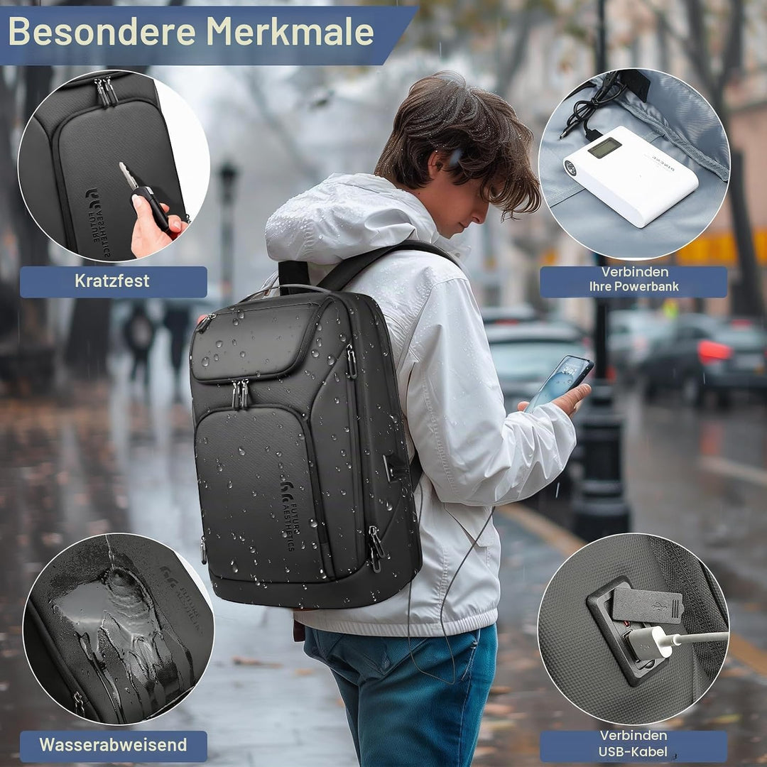 Rucksack Herren Gross 30L Laptop Rucksack 17,3 zoll Business Rucksack Wasserdicht Reiserucksack mit