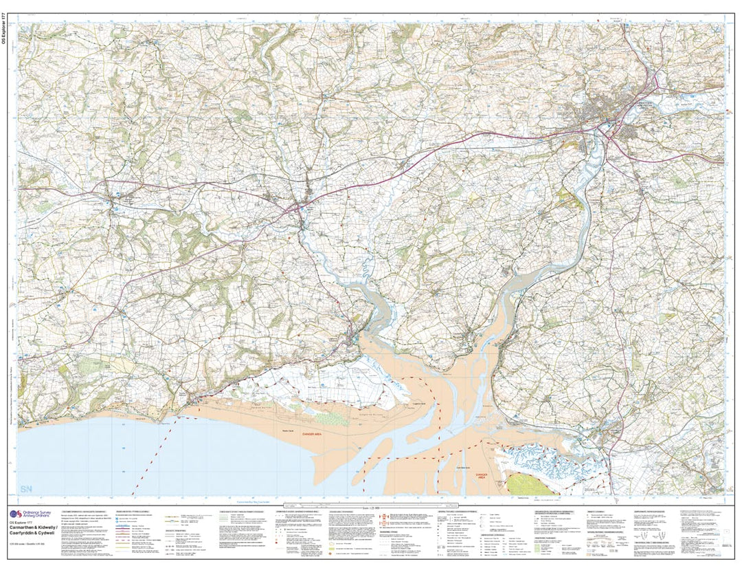 Carmarthen and Kidwelly (OS Explorer Map, Band 177), Karte