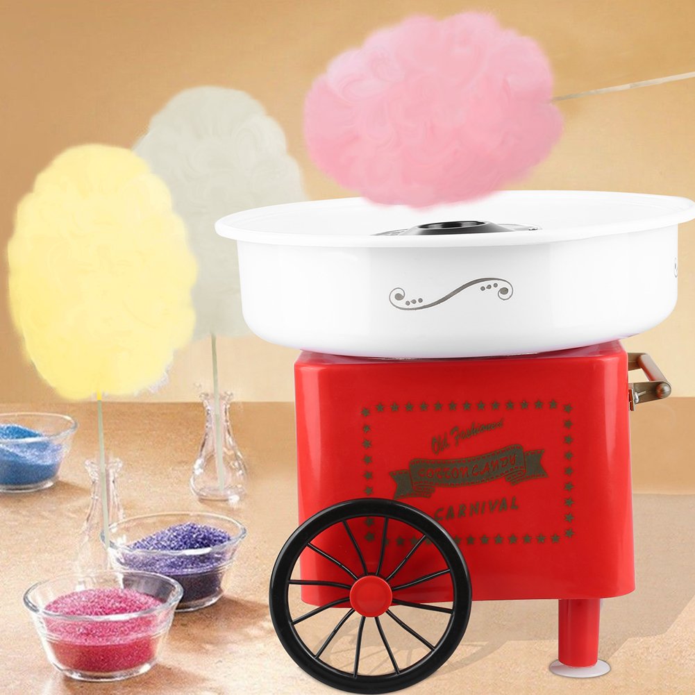 Zuckerwattemaschine 450-550 W Zuckerwatte 2 Heizröhren mit 10 Stäbchen Edelstahl Alu,Retro Cotton Ca
