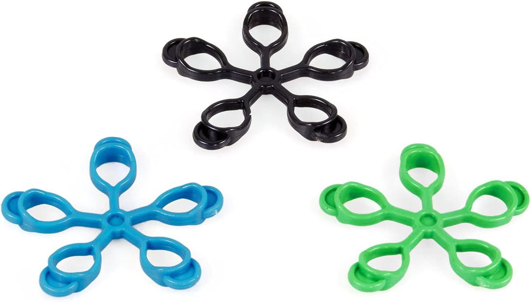 AFH Finger Expander | Hand Exerciser | 3er Pack | stark (grün), sehr stark (blau) und extra stark (s