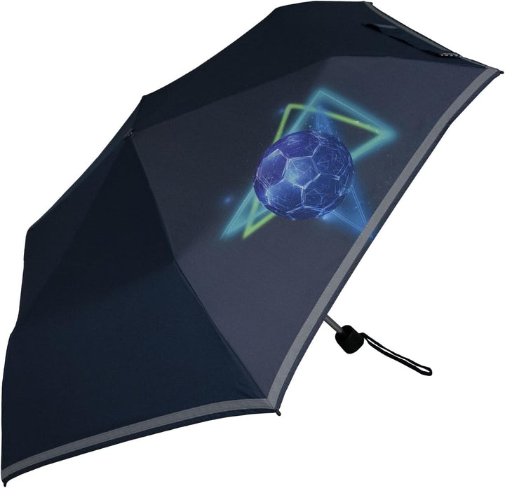 Knirps Kinder-Taschenschirm 4Kids Goal Reflective mit Reflexborte - Blue, Goal Blau, 90 cm Goal Blue