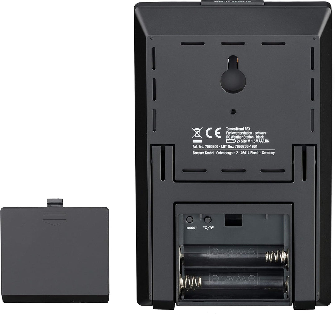 Bresser Wetterstation Funk mit Aussensensor TemeoTrend FSX mit 3-Tages-Vorhersage, Mondphase, Frostw