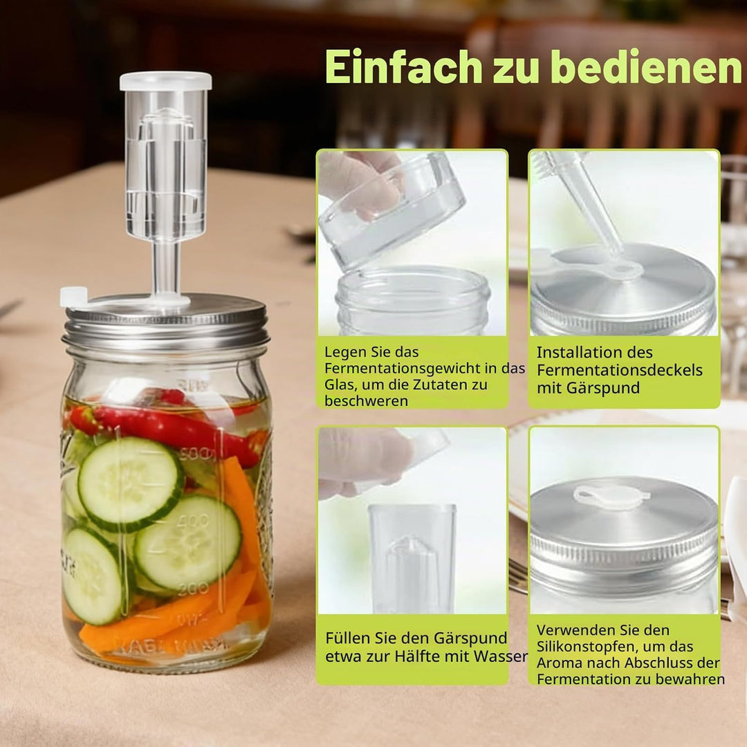 Fermentierglas: 2 Stück 2L Kimchi Behälter mit Gäraufsatz, Perfekt für Kimchi, Sauerkraut, Kombucha,