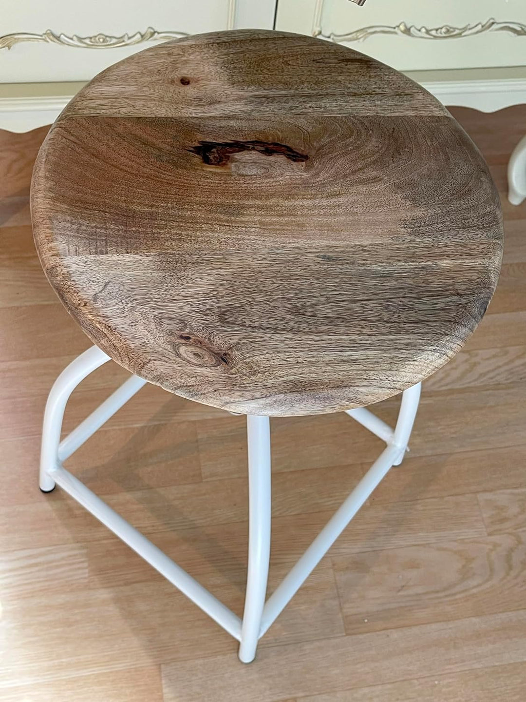 casamia Drehhocker höhenverstellbar Liverpool Holz Metall Industrial Farbe weiss 1 Hocker, Weiss 1 H