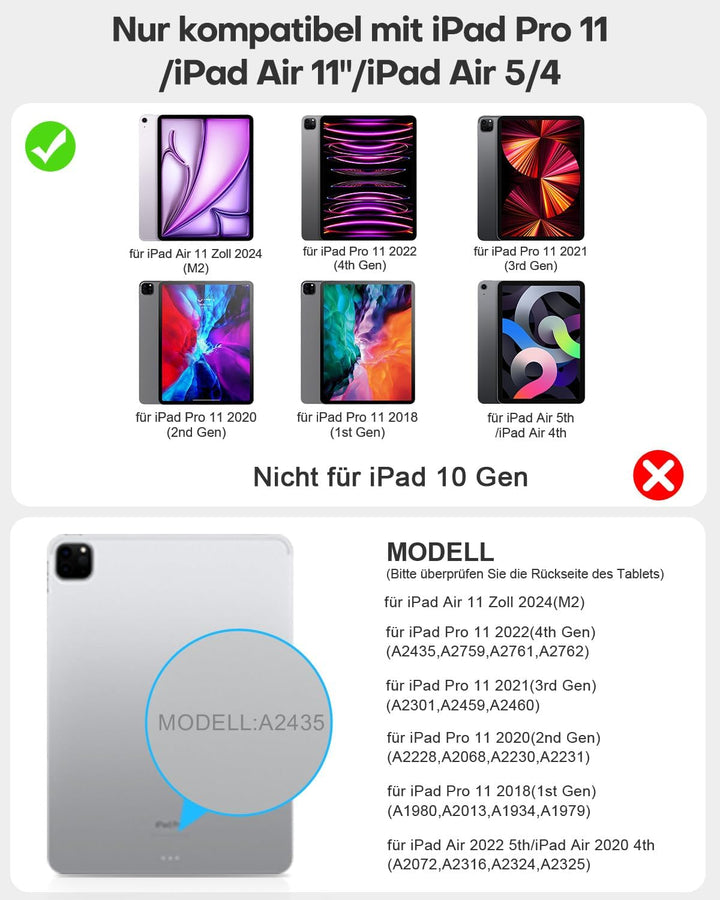 TECURS iPad Air 5/4(2022/2020) Hülle mit Tastatur, Magic Keyboard für ipad pro 11(4. /3. /2. /1. Gen