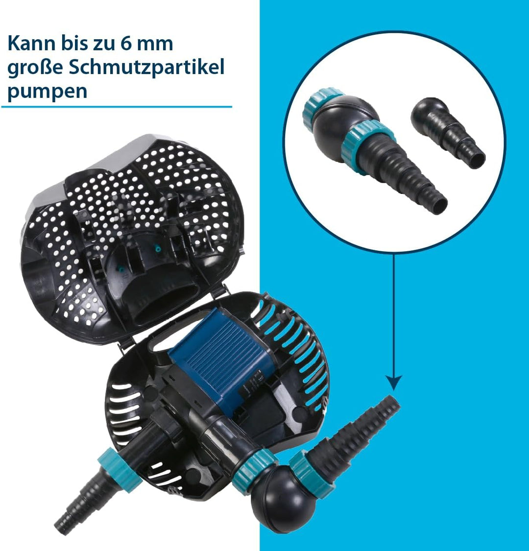AquaForte O-10000 Plus, 85 Watt, max. Durchfluss 10 m3 pro Stunde, max. Förderhöhe 5 Meter, Kabellän