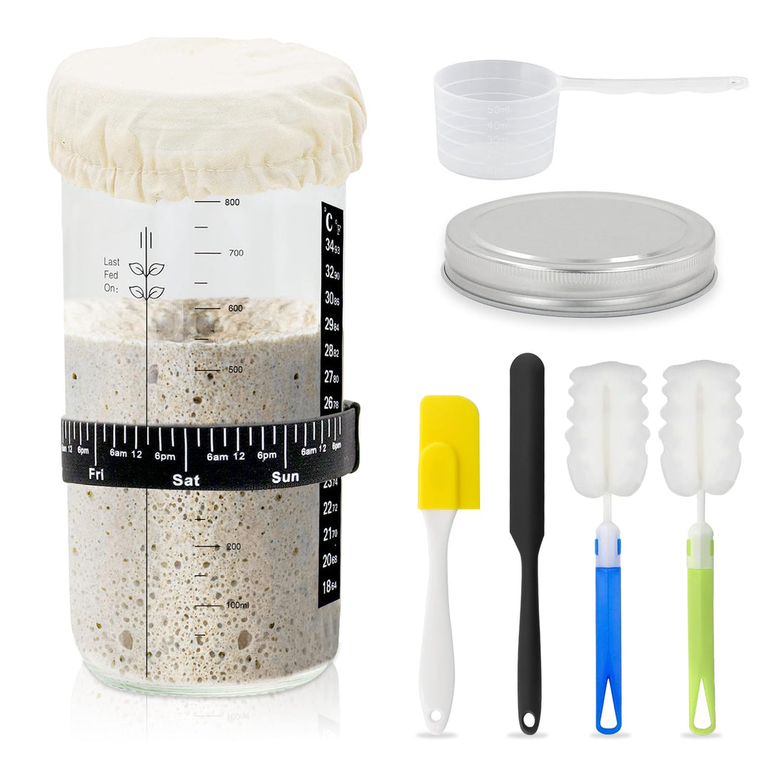 Sauerteig Starter Set, Sourdough Starter Kit, 35 oz Sauerteig Glas, Fermentierglas, Anstellgut Glas