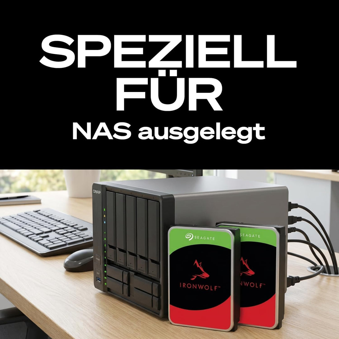 Seagate IronWolf 2 TB interne Festplatte NAS HDD, 3.5 Zoll, 5400 U/Min, CMR, 64 MB Cache, SATA 6 GB/