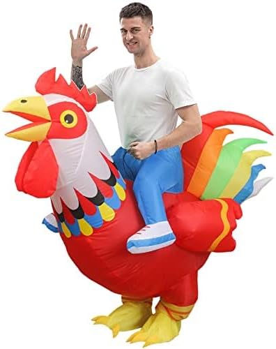 IRETG Aufblasbare Hahn Hühner Kostüm Blow Up Ride-on Huhn Kostüme für Party Halloween Weihnachten Co