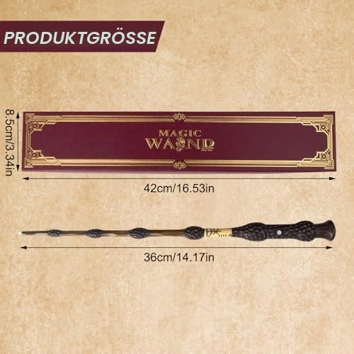 Elderstab Glühen, 39CM Dumbledore Zauberstab mit Licht, USB Aufladung Zauberstab Dumbledore in Gesch