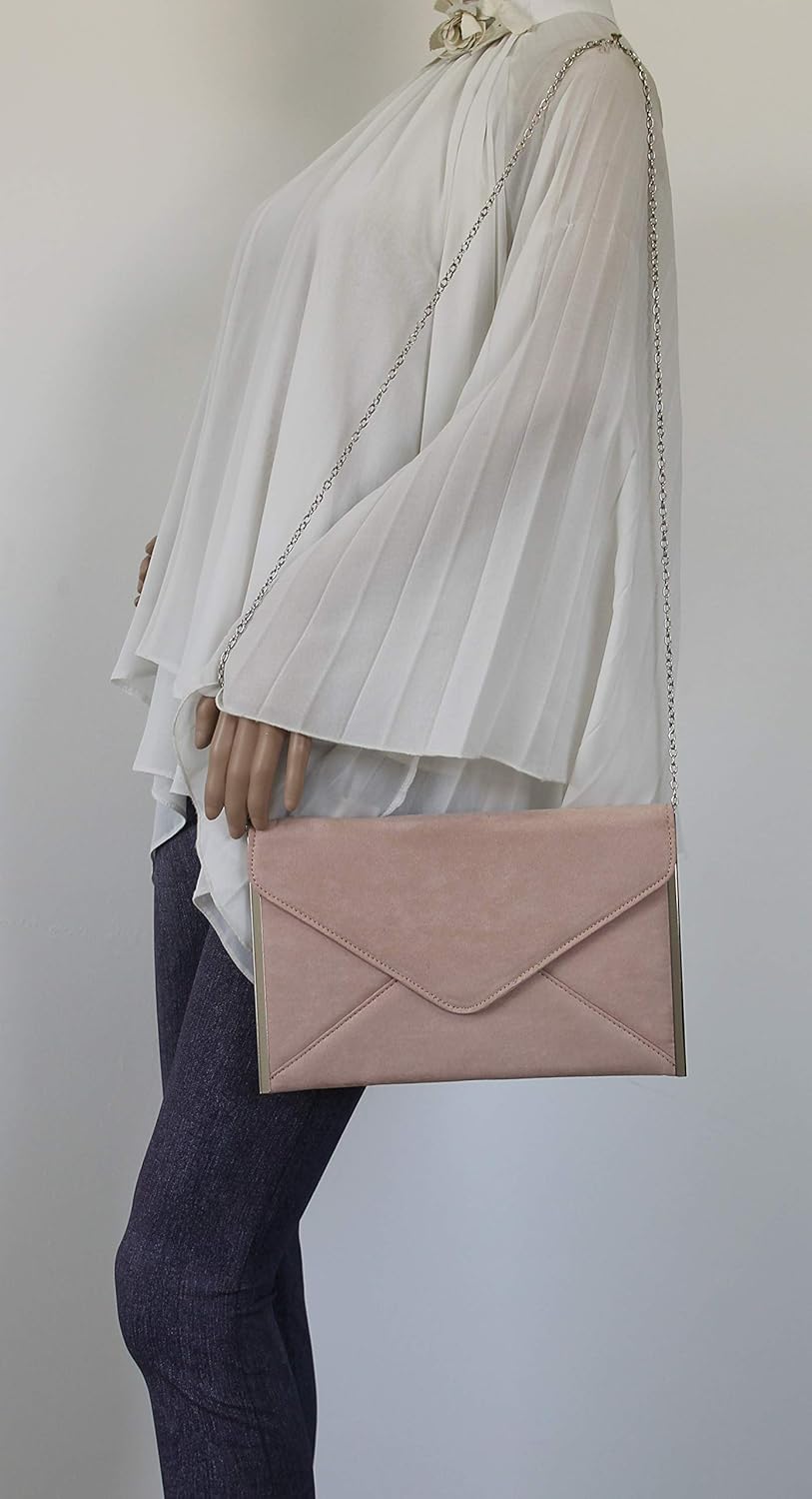 SwankySwans Damen-Clutch Louis, Veloursleder/Samt, schlankes Briefumschlag-Design, ideal für Partys,