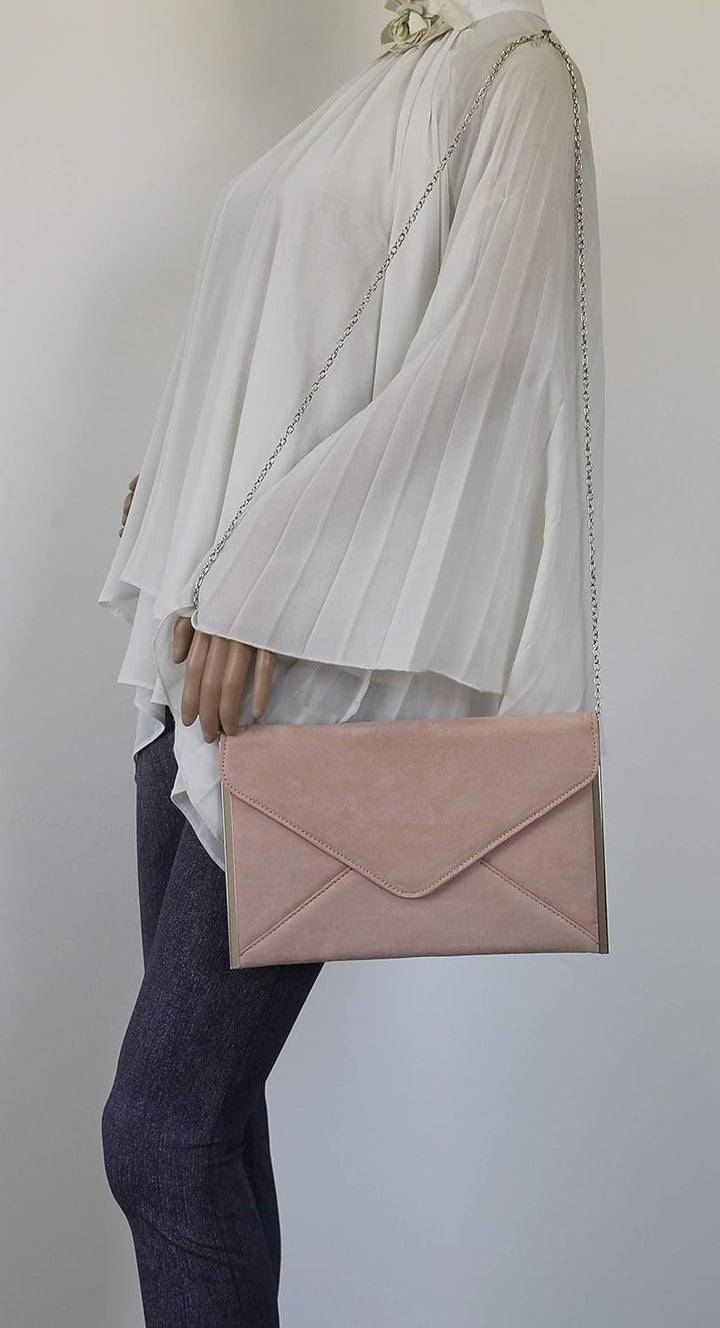 SwankySwans Damen-Clutch Louis, Veloursleder/Samt, schlankes Briefumschlag-Design, ideal für Partys,