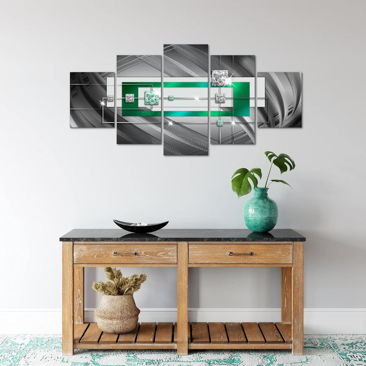 Runa Art Wandbilder Abstrakt 5 Teilig Bild auf Vlies Leinwand Deko Wohnzimmer Schlafzimmer Diamant G
