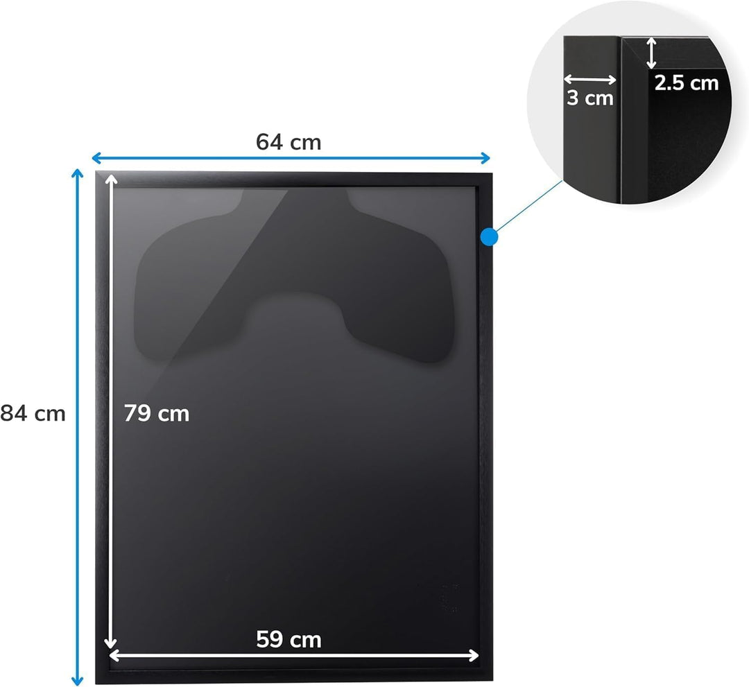 ACAZA Objektrahmen 60 x 80 cm, Aluminium Bilderrahmen mit Plexiglas, Trikotrahmen zur Aufbewahrung i