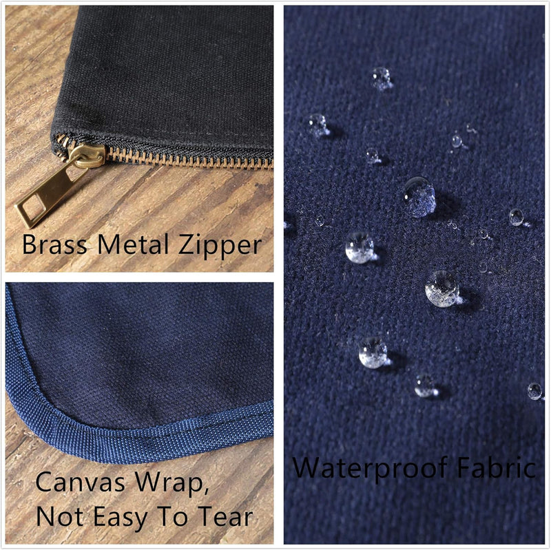 Strapazierfähige 16oz gewachste Werkzeugtaschen aus Segeltuch mit Metall-Reissverschluss, wasserdich