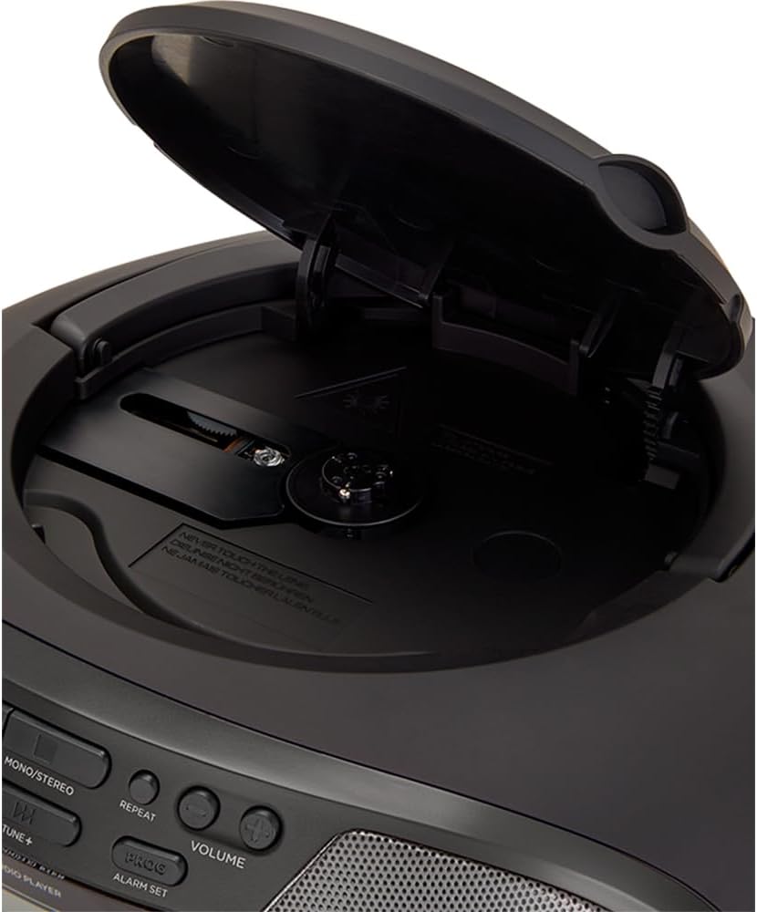 Aiwa BBTU-400BK Tragbares CD-Radio mit Bluetooth und USB, Farbdisplay, RDS, FM PLL, Weckfunktion, Fa