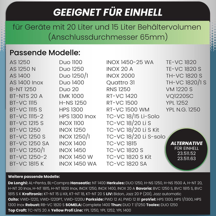 McFilter I 10 Staubsaugerbeutel kompatibel mit Einhell BT-VC 1250 I BT-VC 1250 S I BT-VC 1250 SA I I