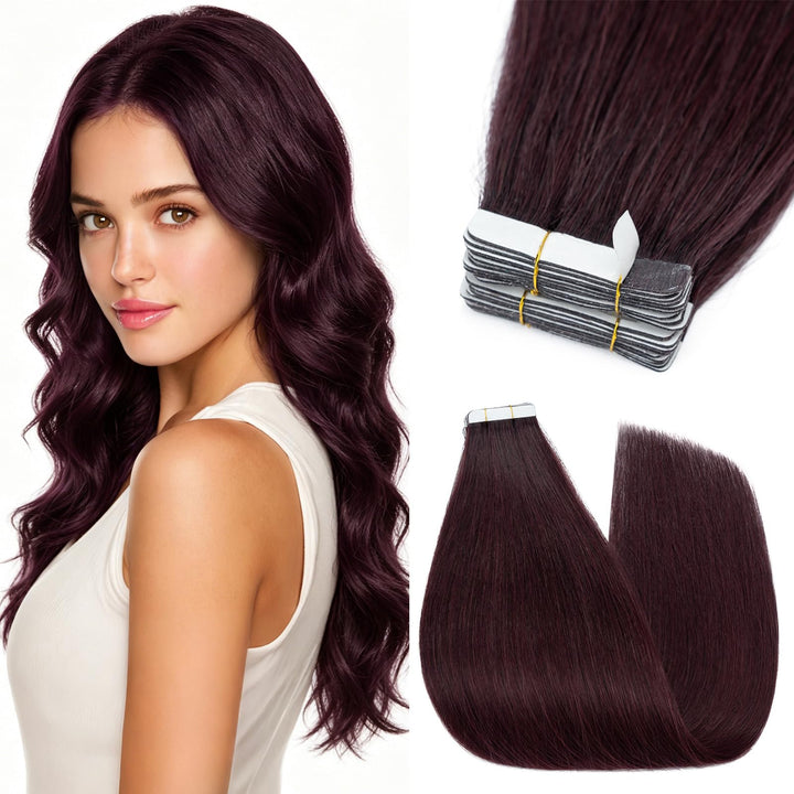 Silk-co Tape Extensions Echthaar 10 Stück 20g, Remy Tape in Extensions Haarverlängerung, Skin Weft E