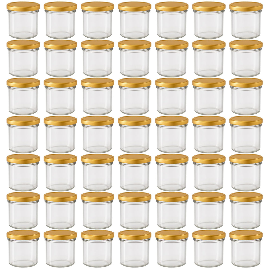 Vitrea 50x Marmeladengläser 125 ml - mit Deckel Gold TO 66 - Einmachgläser zum befüllen mit Schraubd