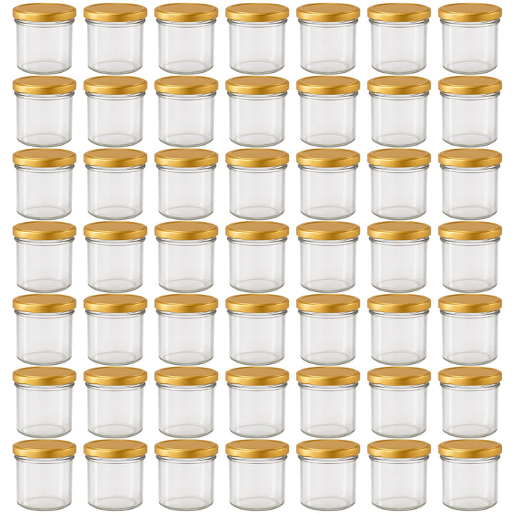 Vitrea 50x Marmeladengläser 125 ml - mit Deckel Gold TO 66 - Einmachgläser zum befüllen mit Schraubd