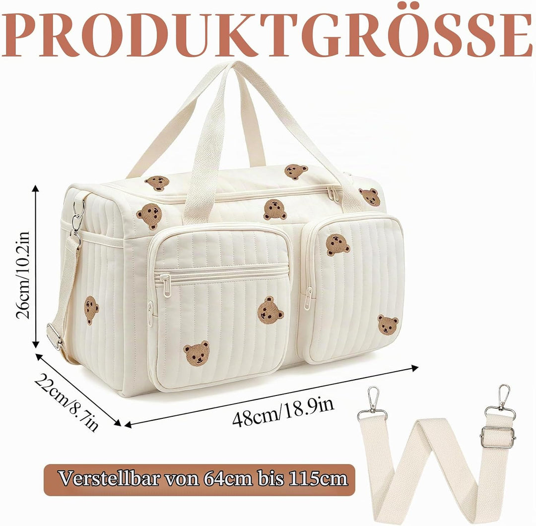 Baby Wickeltasche Grosse Kliniktasche 48x26x22cm Reisewindeltasche Tragetasche Baumwolle Henkeltasch