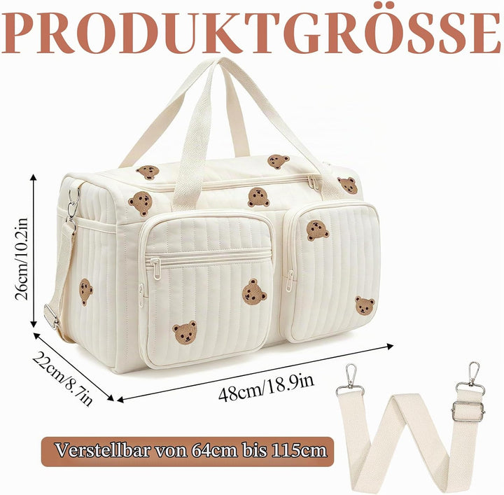 Baby Wickeltasche Grosse Kliniktasche 48x26x22cm Reisewindeltasche Tragetasche Baumwolle Henkeltasch