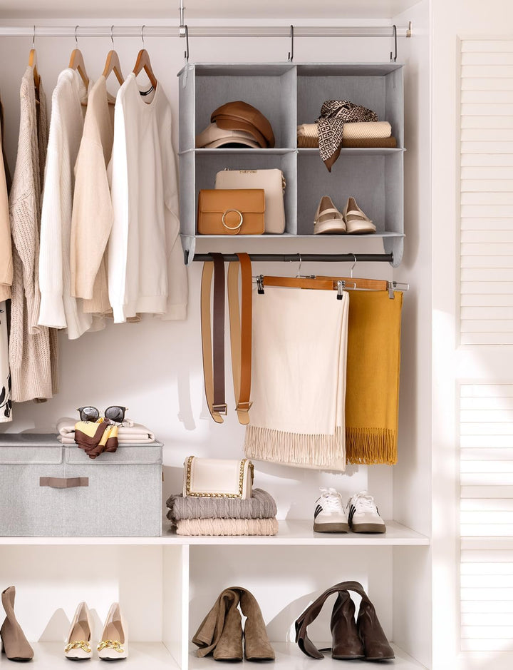 StorageWorks Hängeregal Kleiderschrank mit Metallstange, Hängeorganizer für Kleiderschrank, platzspa