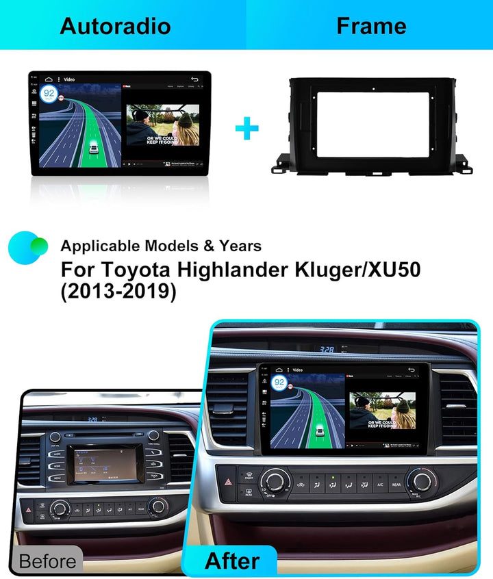 Android 15 Autoradio für Toyota Highlander (2015-2018) - Eingebautes CarPlay Android Auto - KOSTENLO