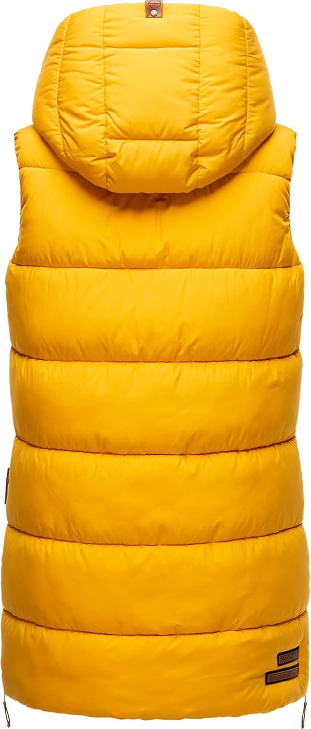 Navahoo warme Damen Winter Steppweste lang mit Kapuze Madilynaa XS-XXL S Gelb, S Gelb