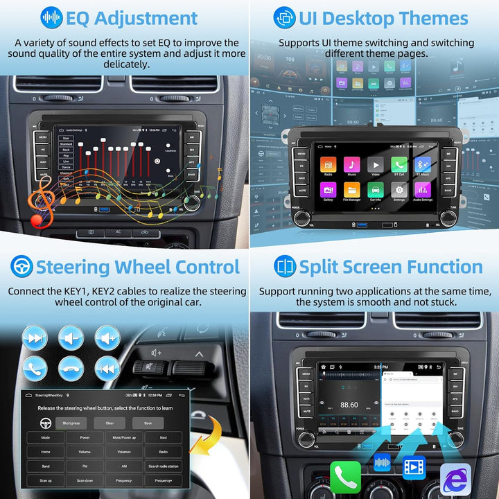 Motordi Andorid Autoradio für VW Golf 5 6 Seat Skoda Passat Polo, 2+64G Wireless Android Auto CarPla